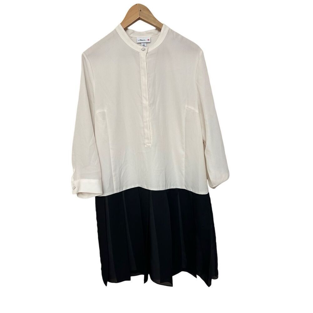 Phillip Lim for Target Black & White School Girl Box Pleat Bias Cut Mandarin Col